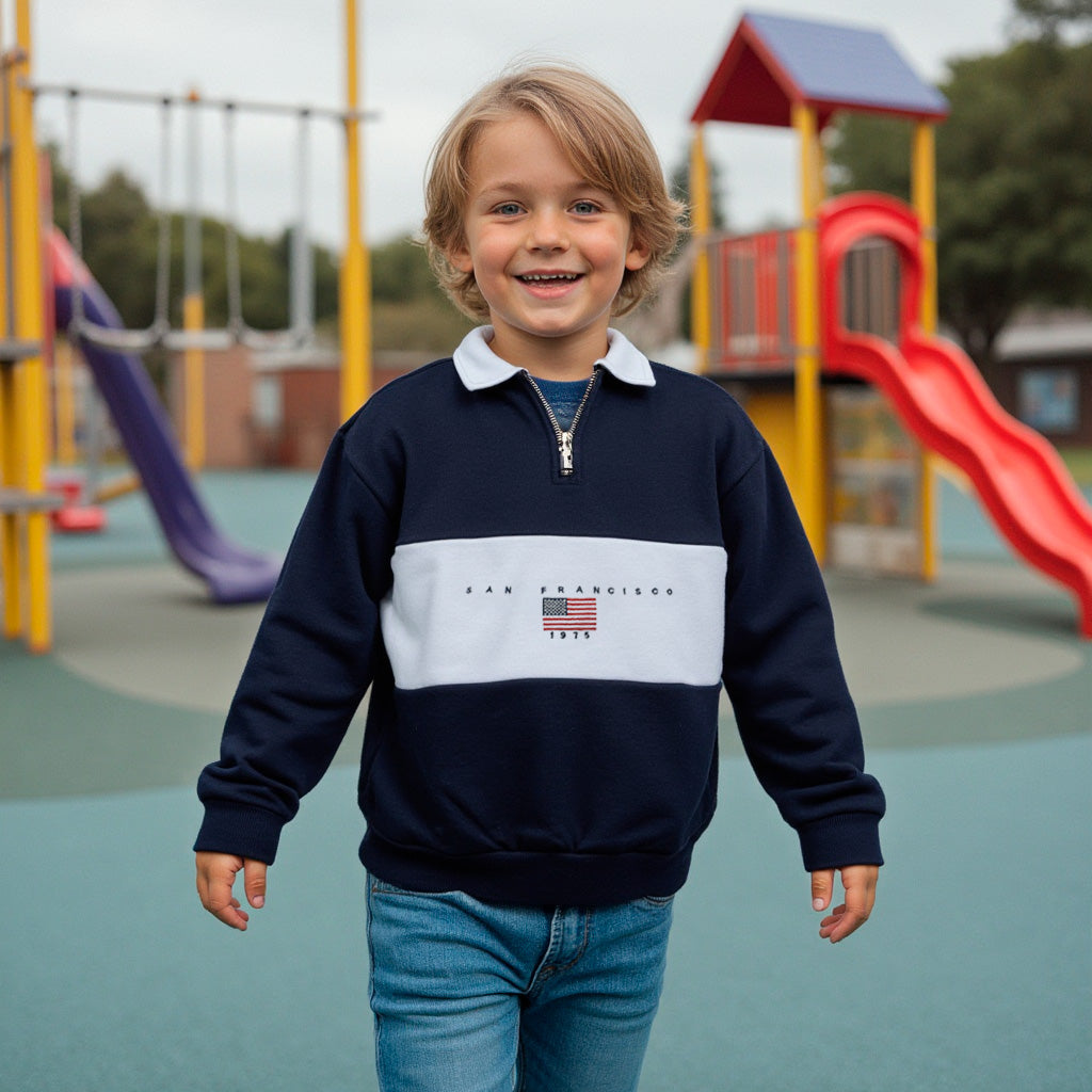 Half Zip USA Flag Pullover Kids