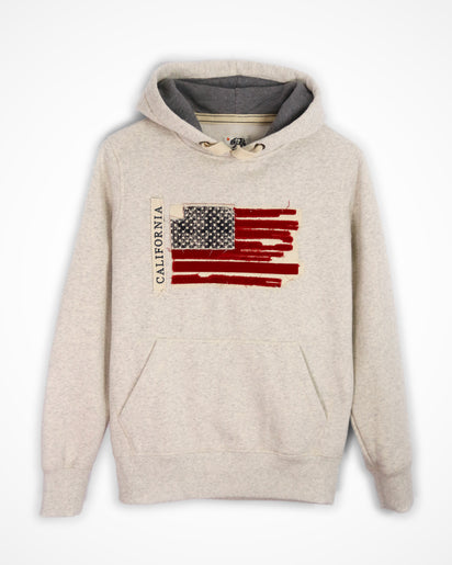 【U LAN】California american flag embroidery pigment hoodie California Vintage USA Flag - Hoodie – SF Citywear